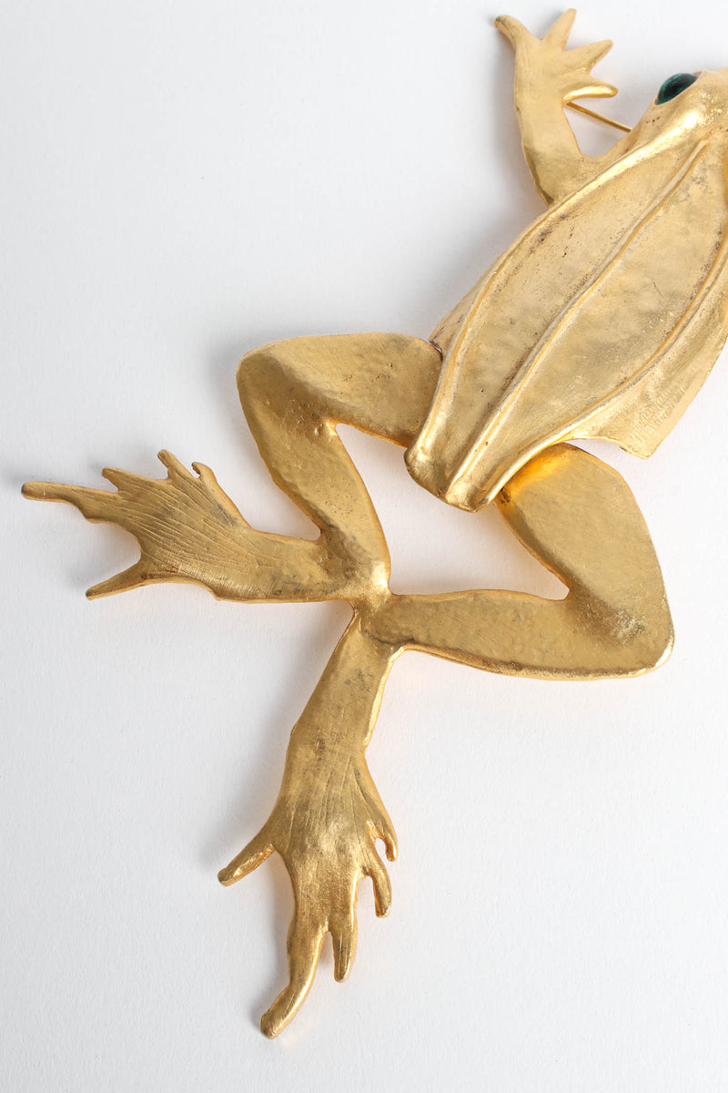 Vintage Kenneth Jay Lane Leaping Frog Brooch back/legs close @ Recess Los Angeles