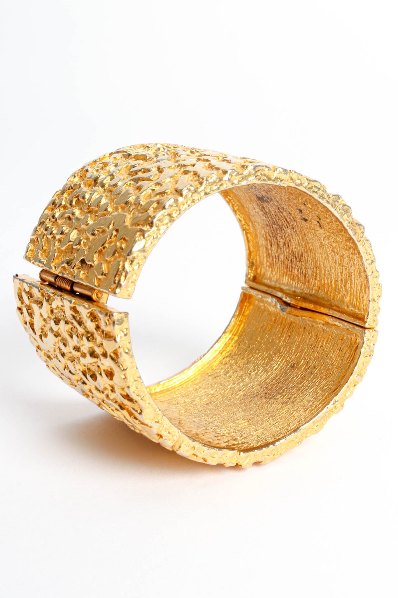 Vintage Kenneth Jay Lane Wide Textured Bracelet angle at Recess Los Angeles