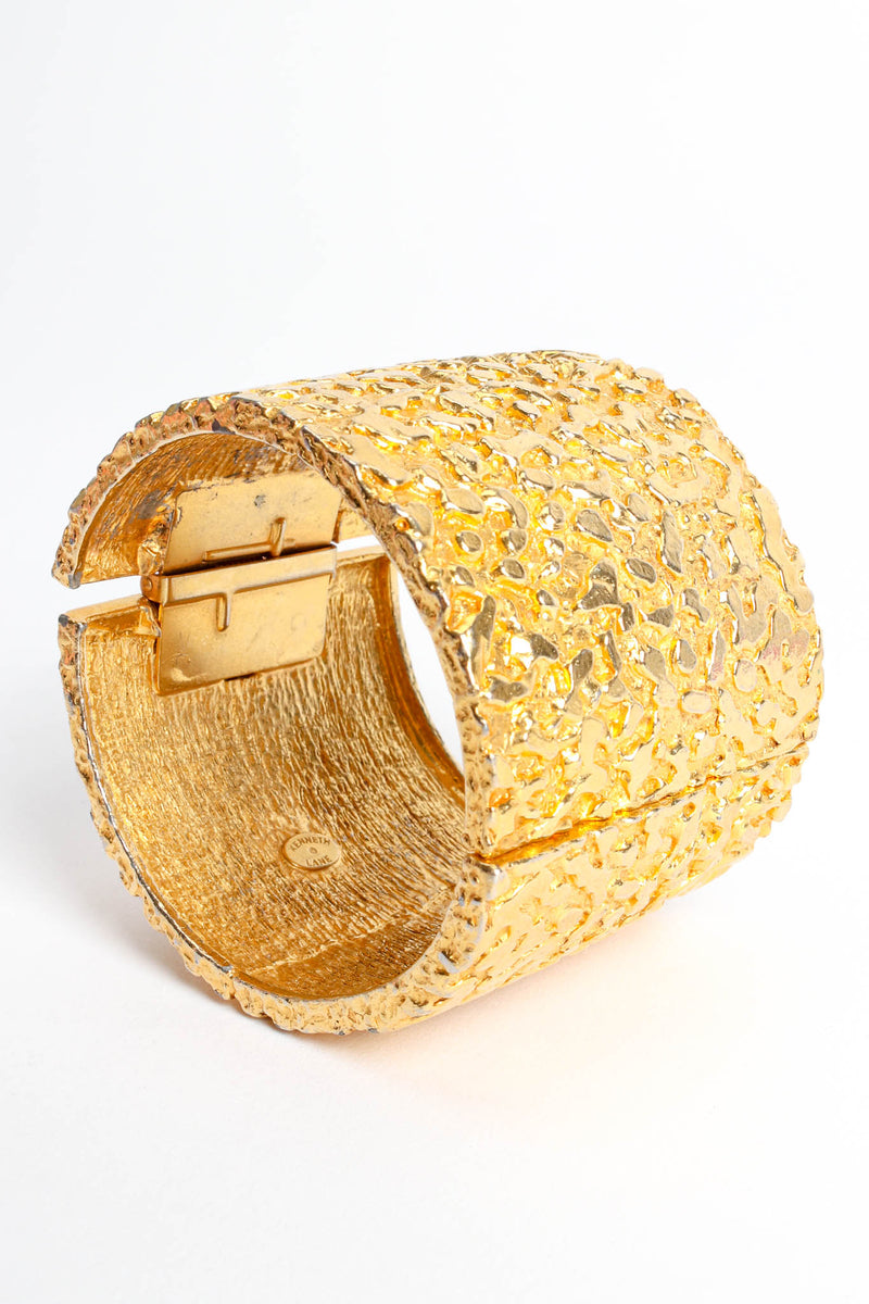 Vintage Kenneth Jay Lane Wide Textured Bracelet hollow angle at Recess Los Angeles