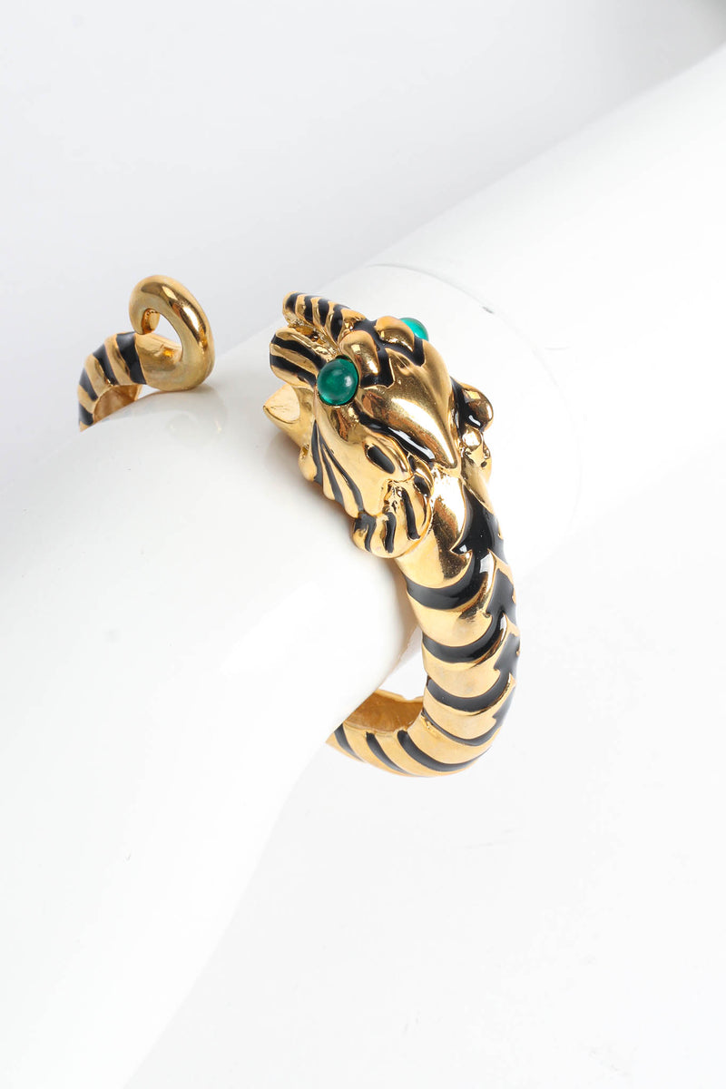 Vintage Kenneth Jay Lane Enamel Tiger Stripe Bracelet on mannequin @ Recess LA