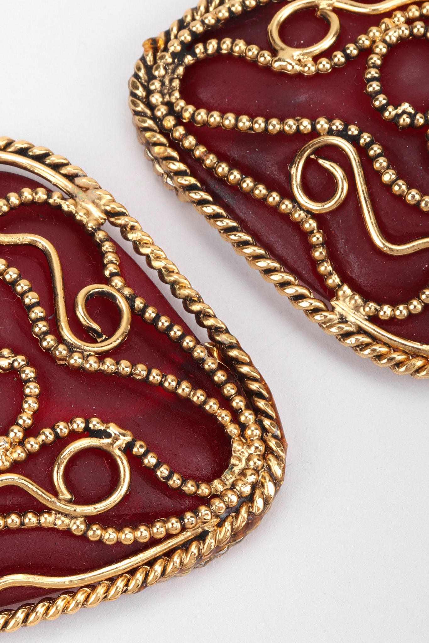 Recess Los Angeles Vintage Kalinger Baroque Bead Heart Drop Earrings