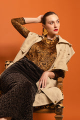 Vintage Romeo Gigli Chenille Velvet Skirt on model Emily close @ Recess LA