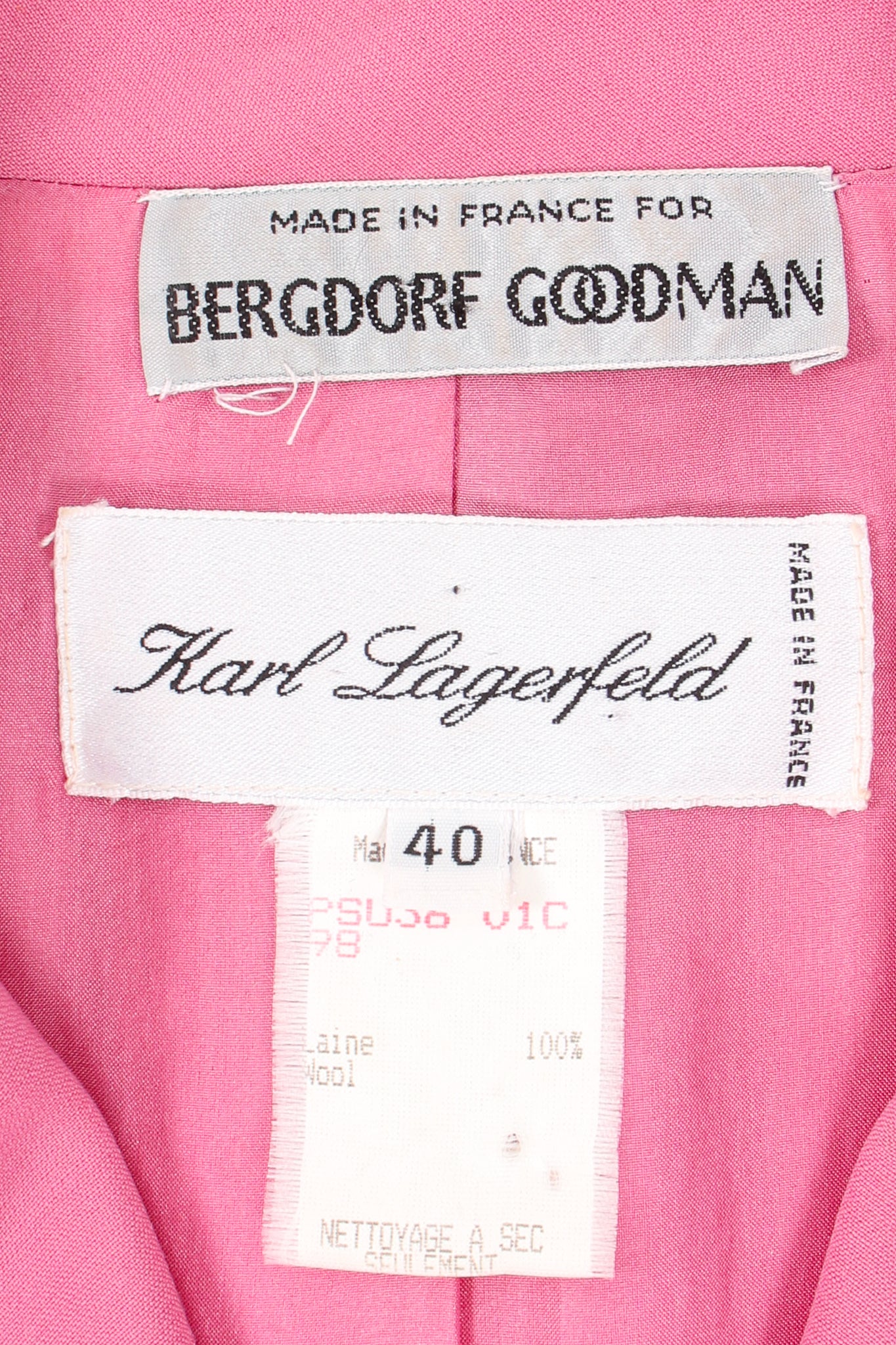 Vintage Karl Lagerfeld Bell Sleeve Jacket labels at Recess Los Angeles