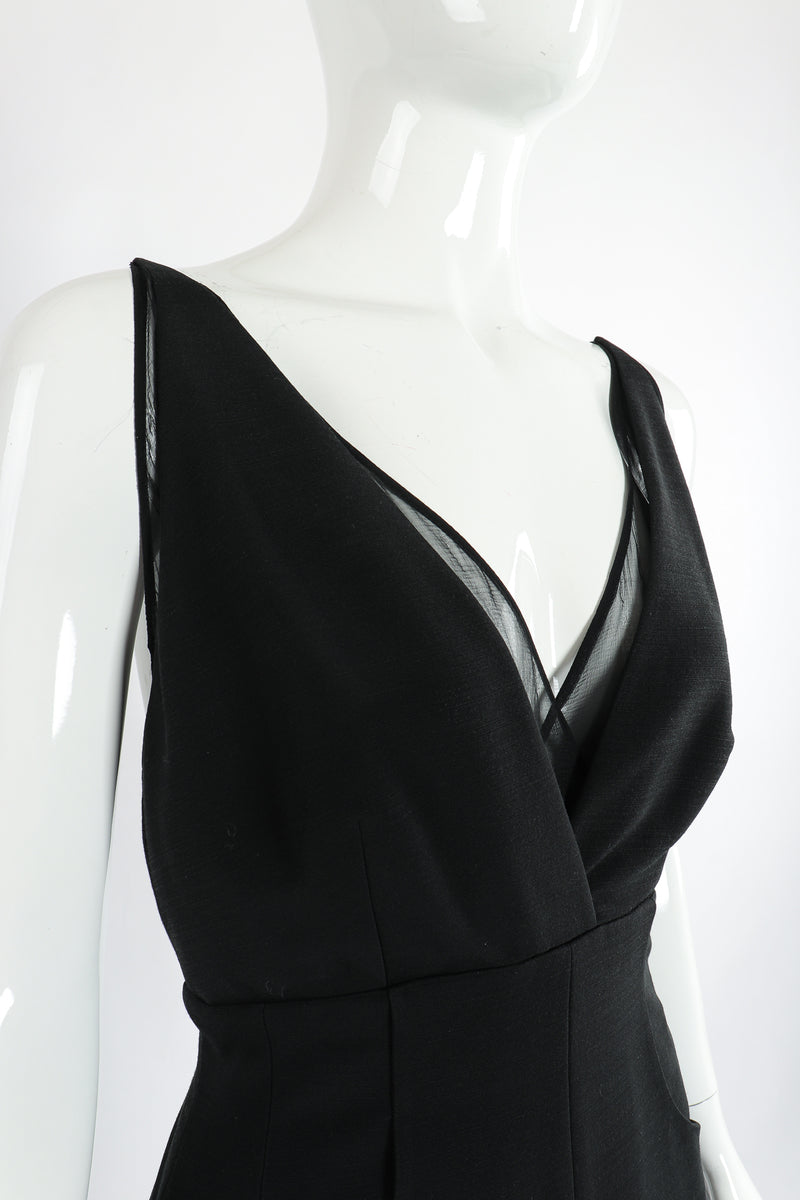 Vintage Karl Lagerfeld Layered Pointed Hem Dress on Mannequin neckline at Recess Los Angeles