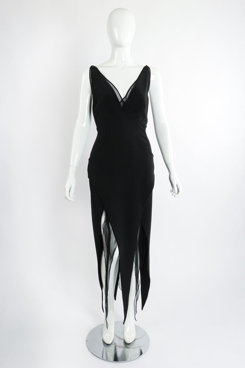 Vintage Karl Lagerfeld Layered Pointed Hem Dress on Mannequin front at Recess Los Angeles
