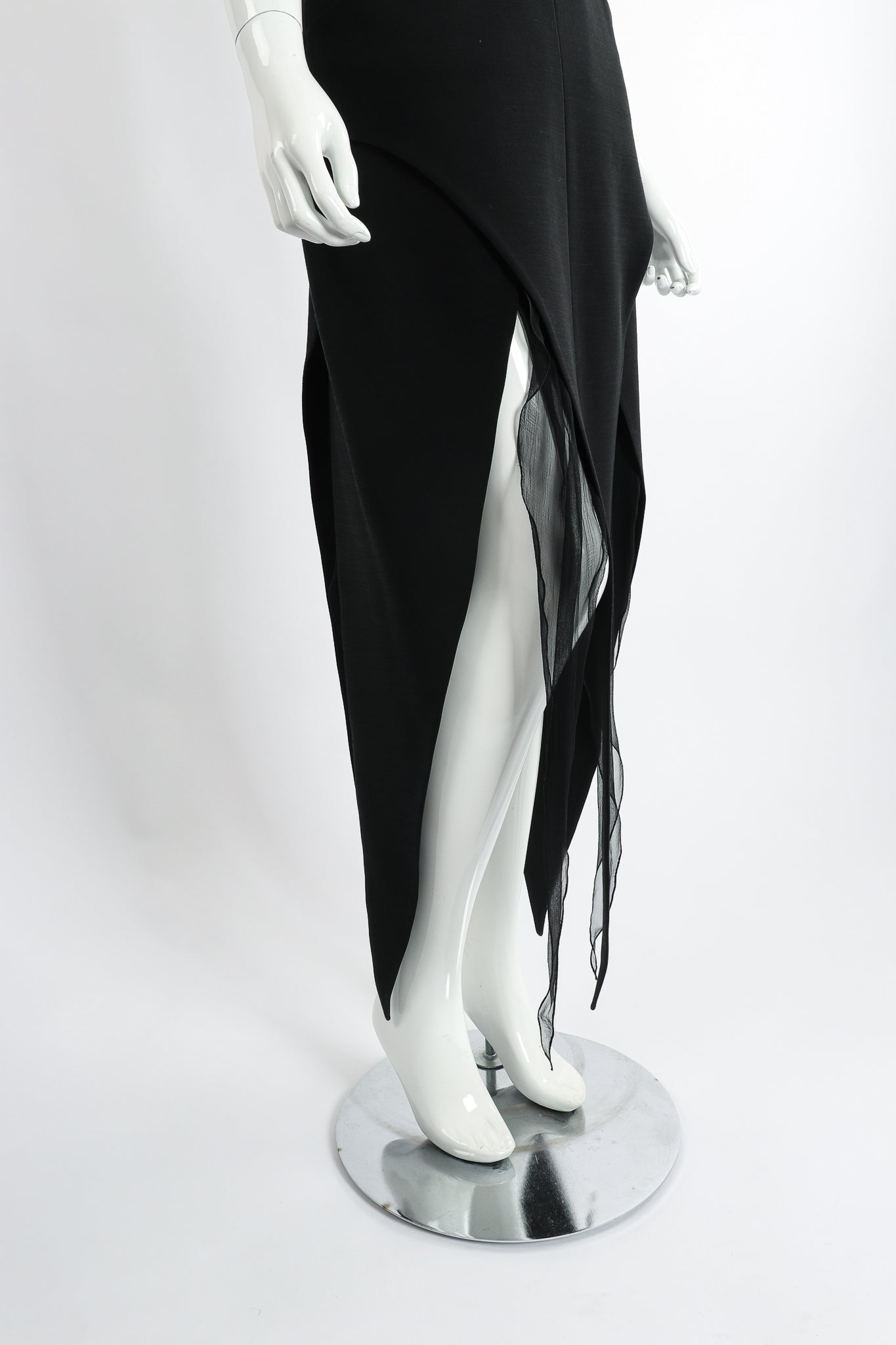Vintage Karl Lagerfeld Layered Pointed Hem Dress on Mannequin skirt hem at Recess Los Angeles