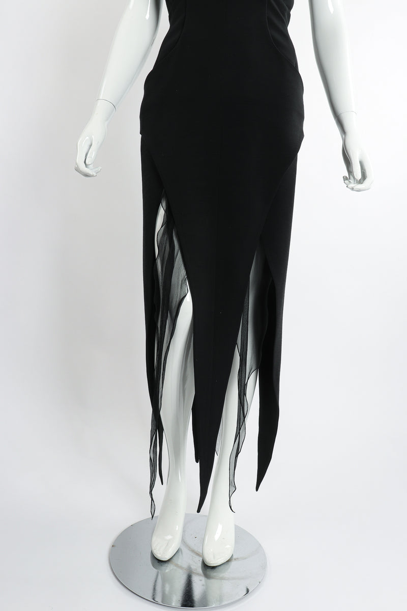 Vintage Karl Lagerfeld Layered Pointed Hem Dress on Mannequin skirt detail at Recess Los Angeles