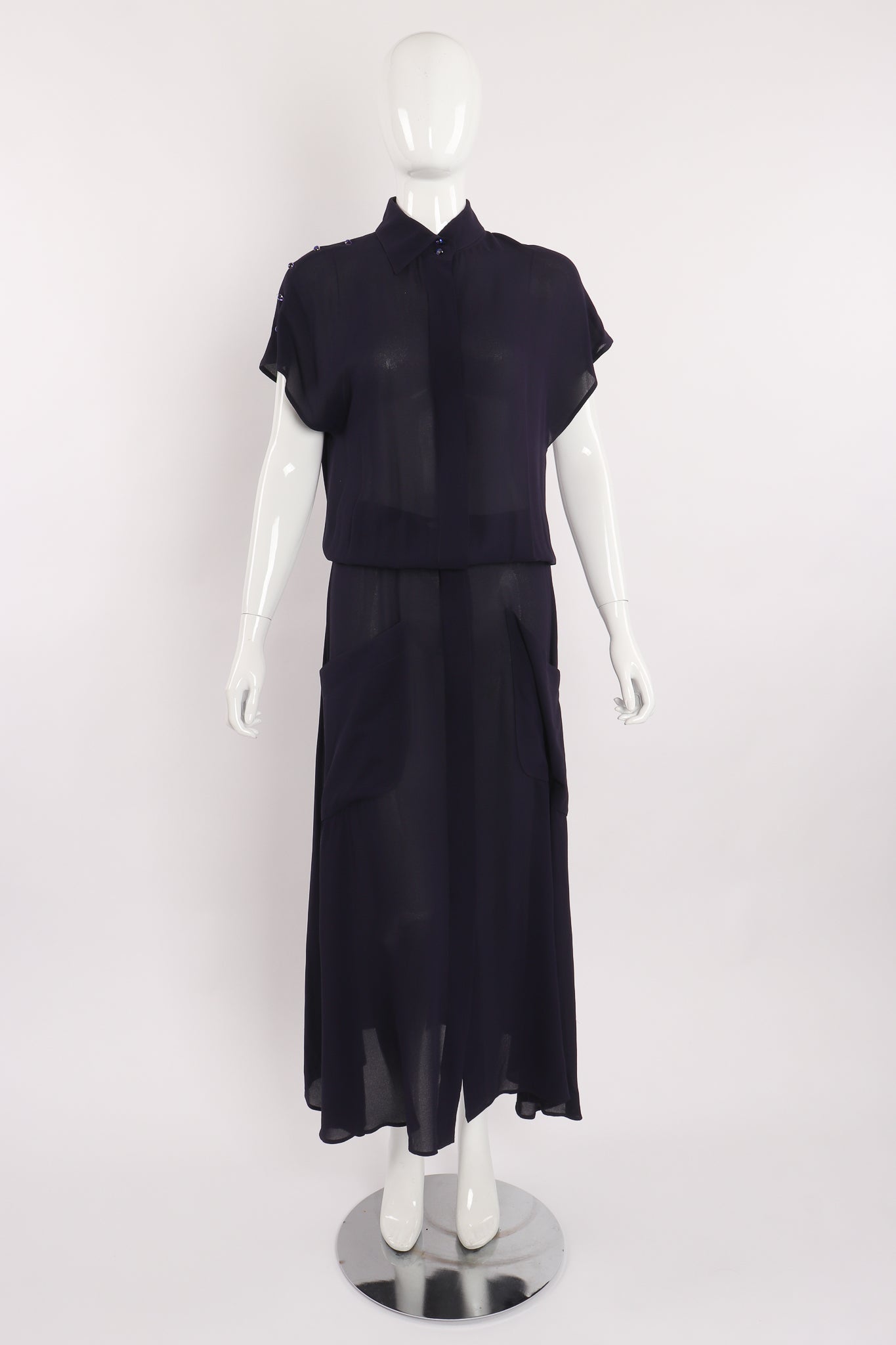 Vintage Karl Lagerfeld Sheer Longline Shirt Dress on Mannequin front at Recess Los Angeles