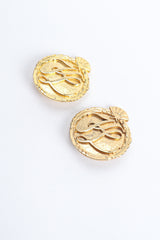 Vintage Karl Lagerfeld Gold Monogram Logo Button Earrings at Recess Los Angeles