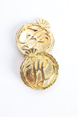 Vintage Karl Lagerfeld Gold Monogram Logo Button Earrings at Recess Los Angeles