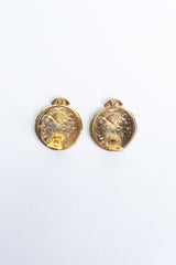 Vintage Karl Lagerfeld Gold Monogram Logo Button Earrings Backside at Recess Los Angeles