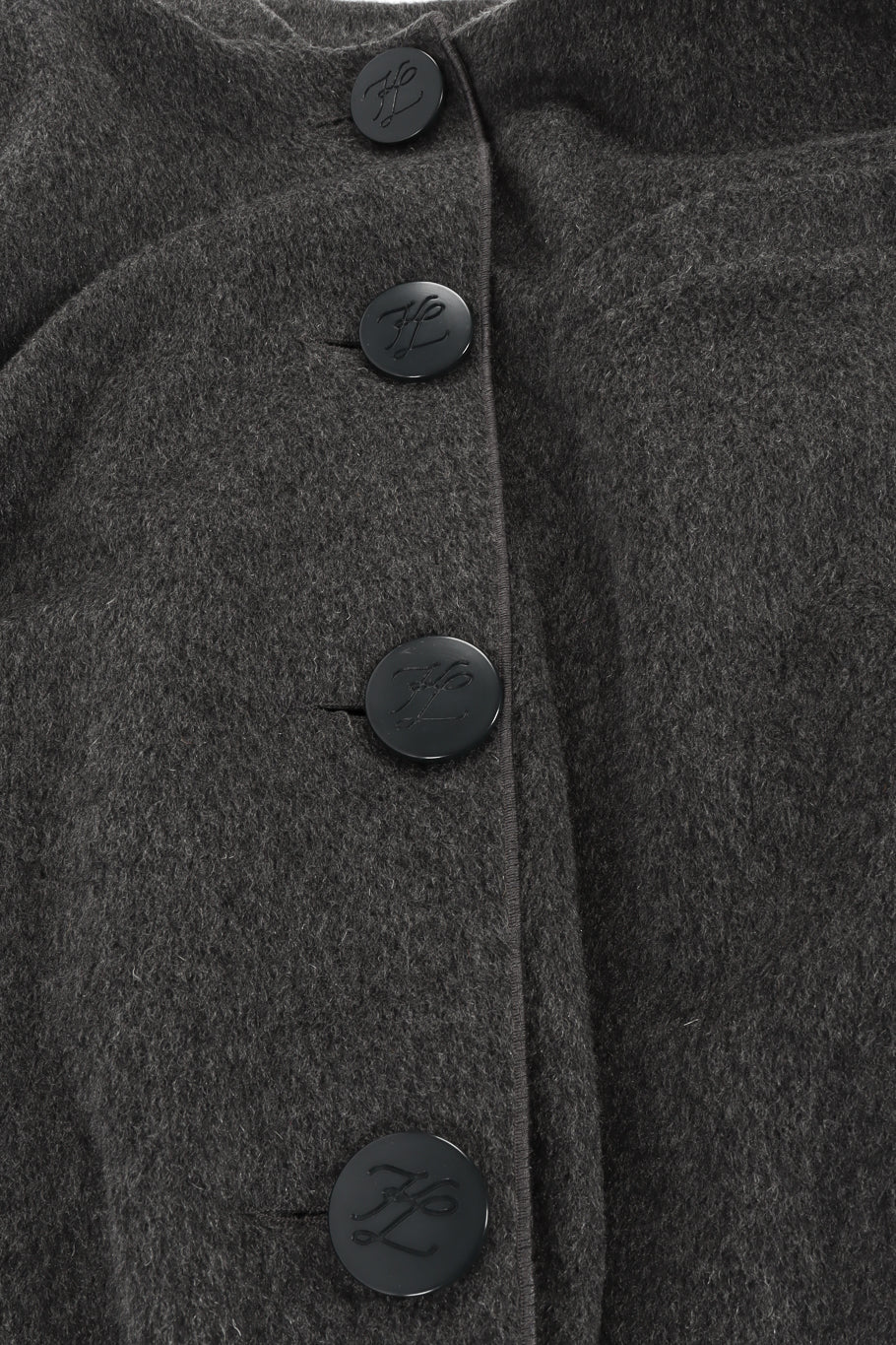 Vintage Karl Lagerfeld Tiered Cashmere Cape signed buttons @ Recess LA