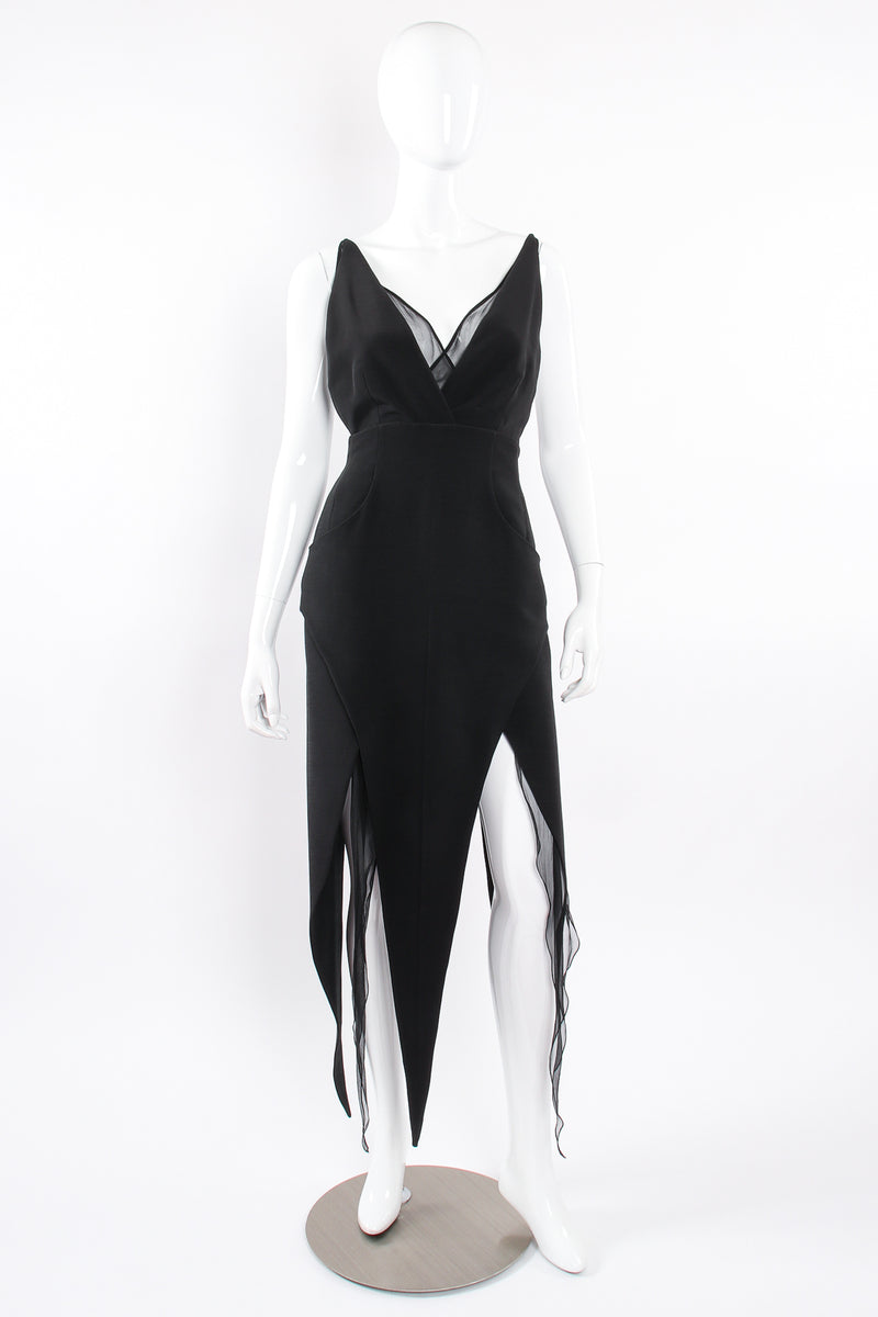 Vintage Karl Lagerfeld Layered Pointed Hem Dress on Mannequin front at Recess Los Angeles