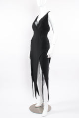 Vintage Karl Lagerfeld Layered Pointed Hem Dress on Mannequin angle at Recess Los Angeles