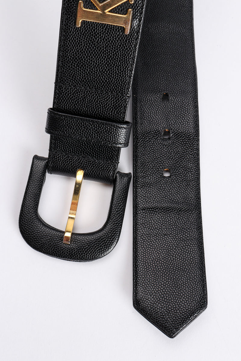 Vintage Karl Lagerfeld Leather Logo Belt Buckle detail at Recess Los Angeles