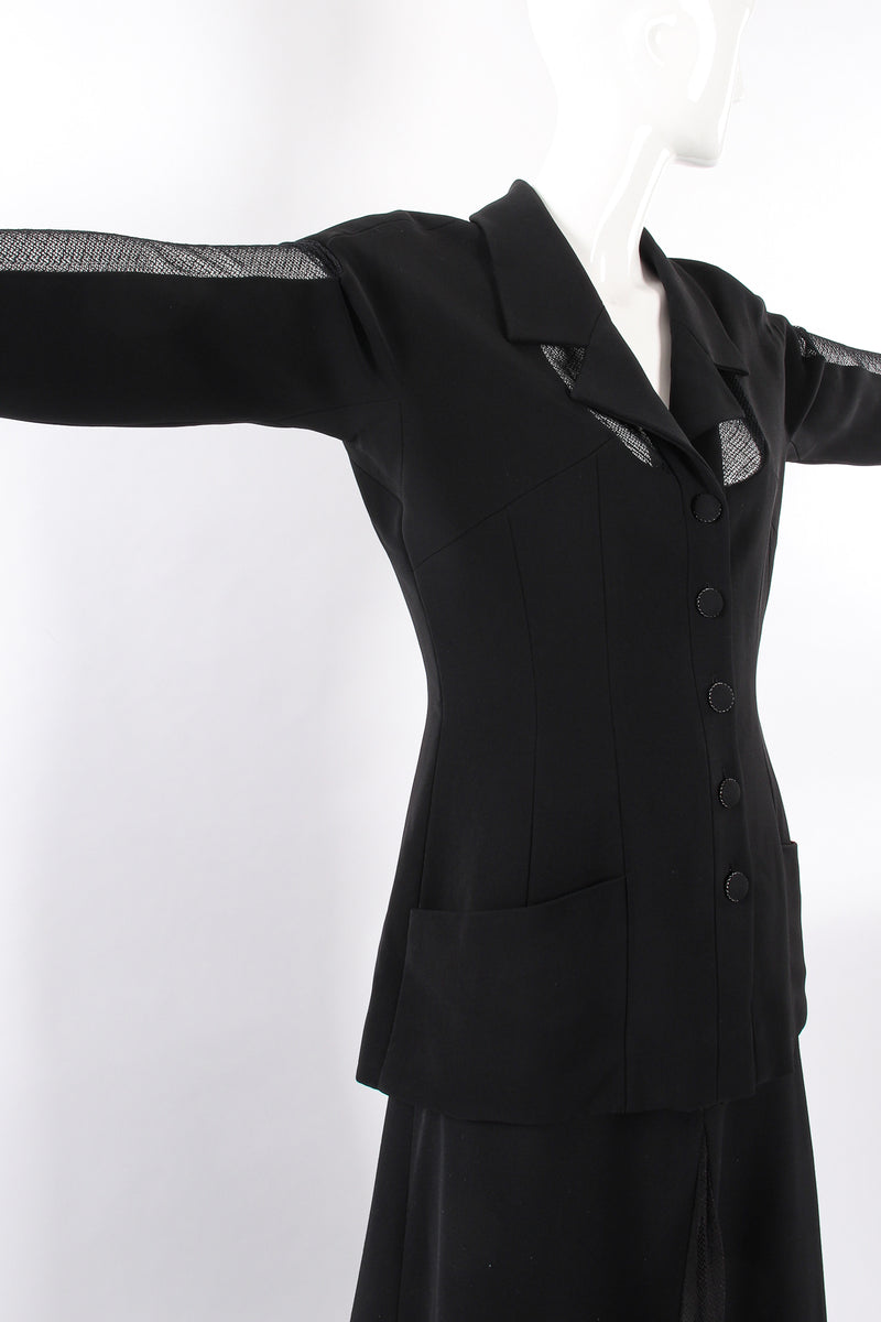 VIntage Karl Lagerfeld Mesh Cutout Jacket & Skirt Set on Mannequin crop at Recess Los Angeles