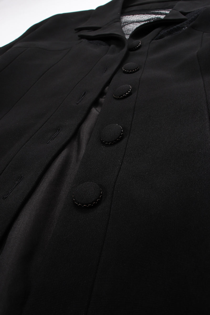 VIntage Karl Lagerfeld Mesh Cutout Jacket & Skirt Set button detail at Recess LA