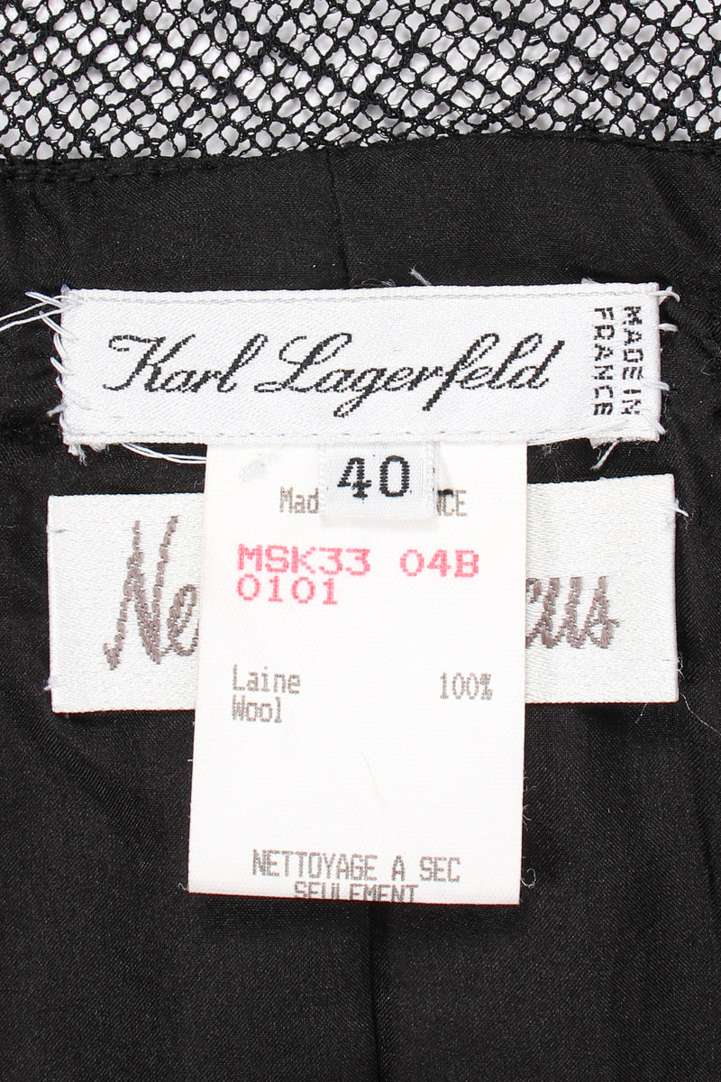 VIntage Karl Lagerfeld Mesh Cutout Jacket & Skirt Set label at Recess LA