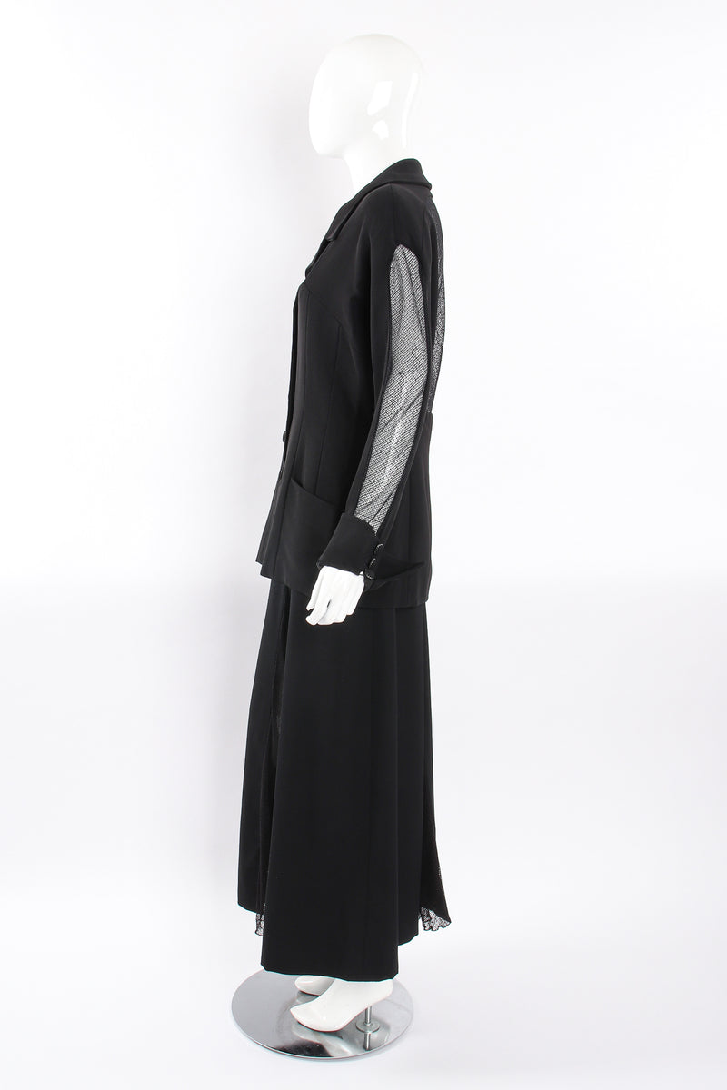 VIntage Karl Lagerfeld Mesh Cutout Jacket & Skirt Set on Mannequin side at Recess LA