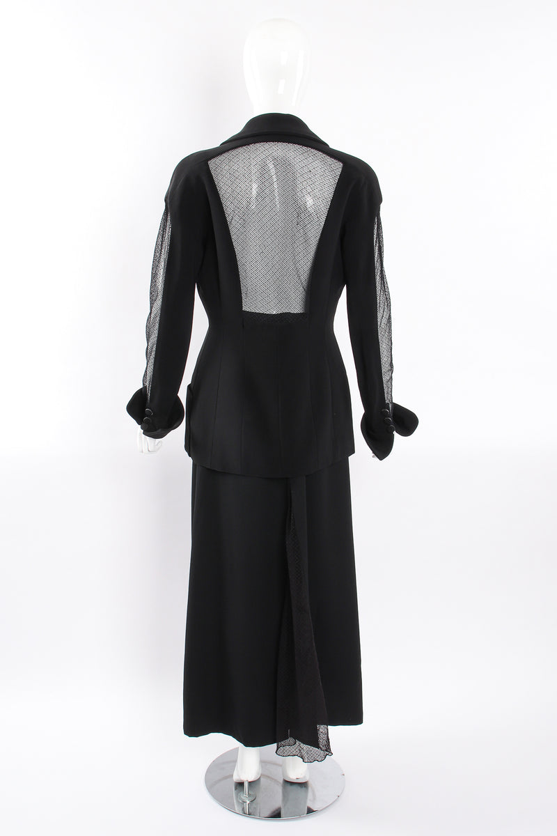 VIntage Karl Lagerfeld Mesh Cutout Jacket & Skirt Set on Mannequin back at Recess LA