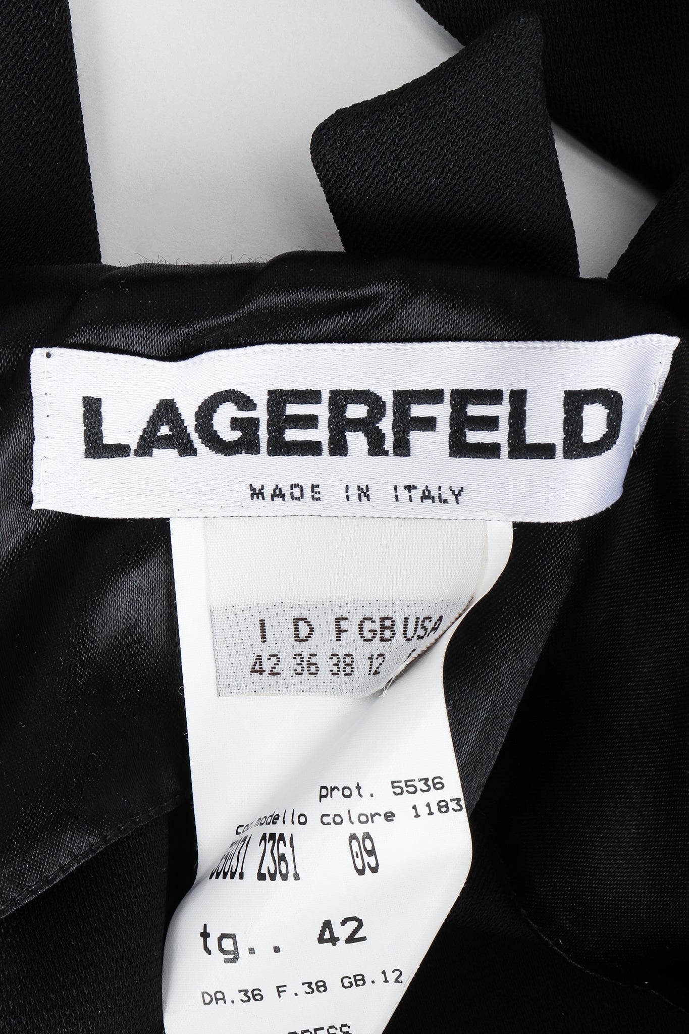 Vintage Karl Lagerfeld Twist Front Dress label at Recess Los Angeles