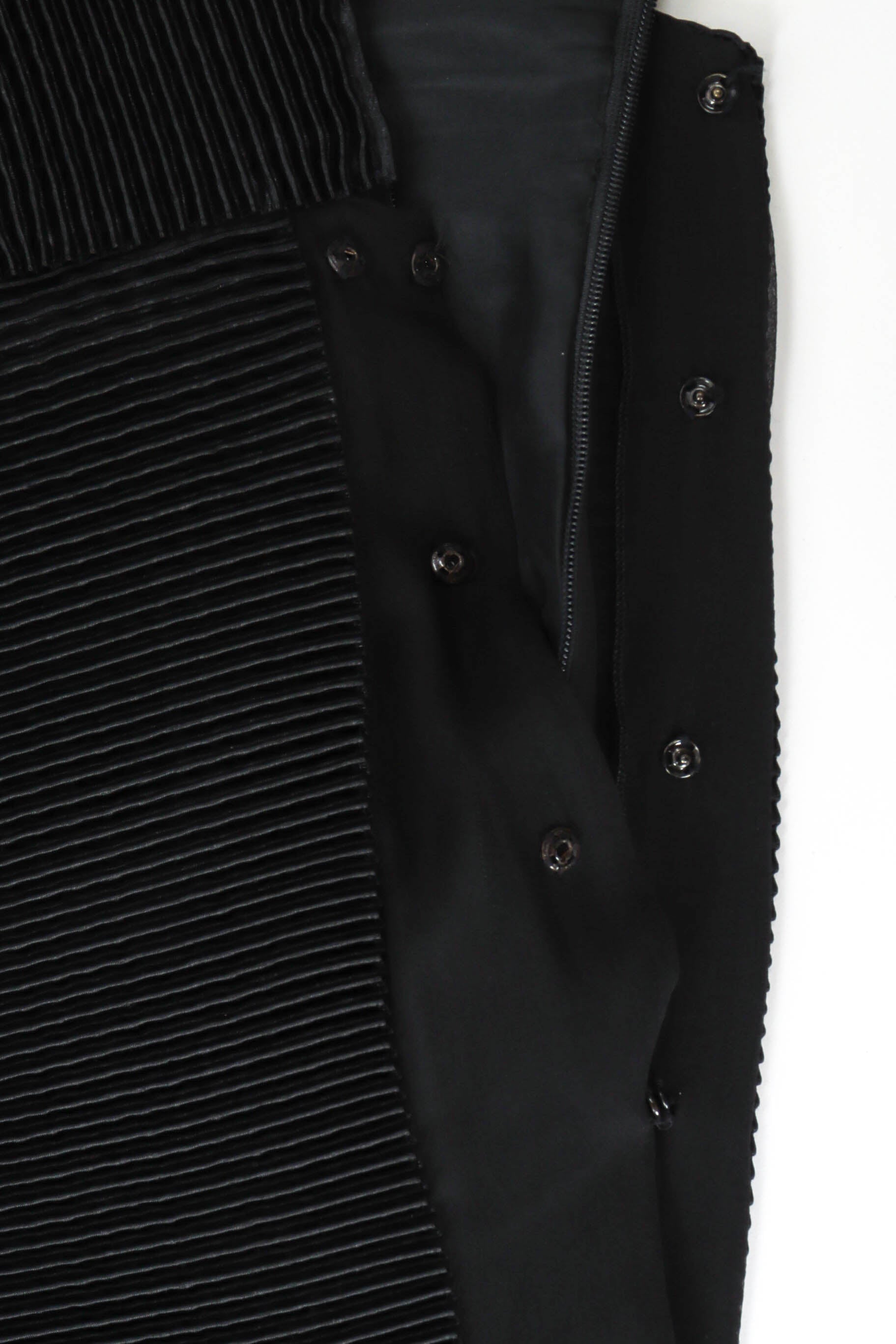 Vintage Karl Lagerfeld Mesh Stripes Pleat Dress snap button closure @ Recess LA