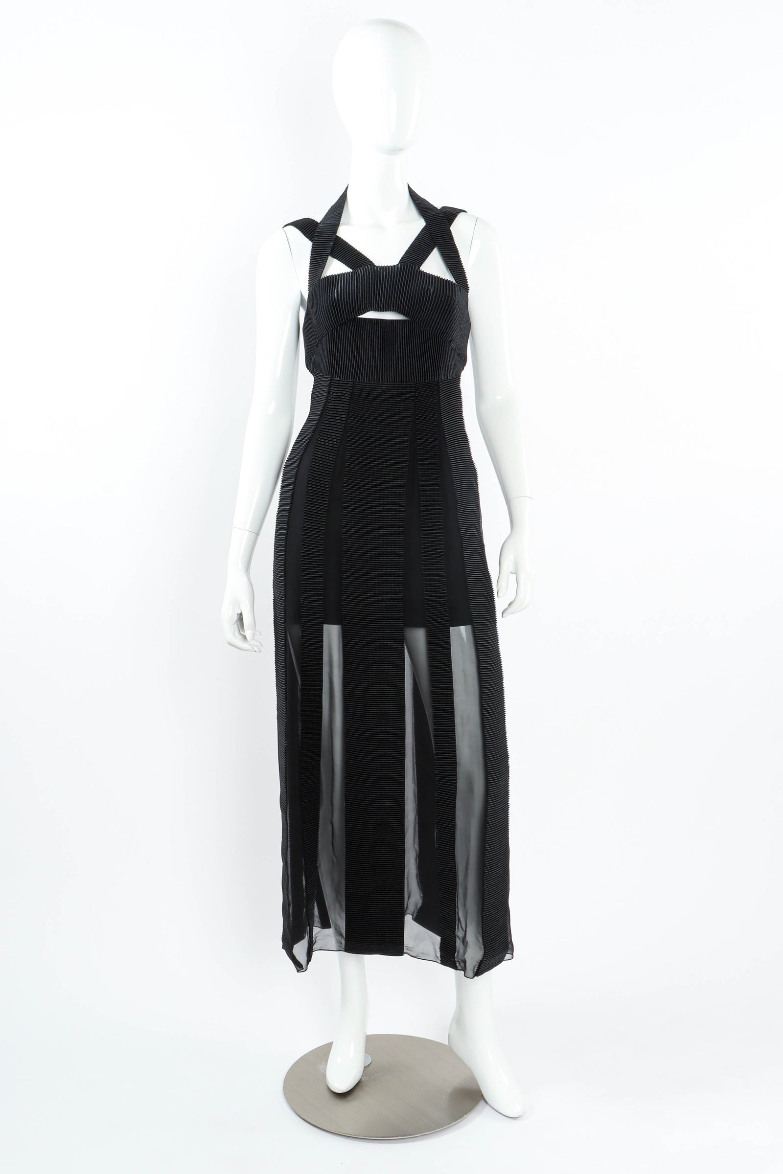 Vintage Karl Lagerfeld Mesh Stripes Pleat Dress – Recess