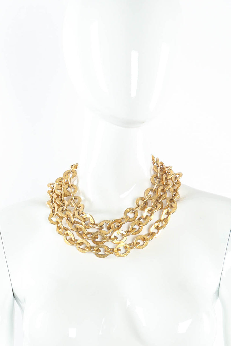 Vintage Karl Lagerfeld Triple Chain Choker Necklace on mannequin @ Recess LA
