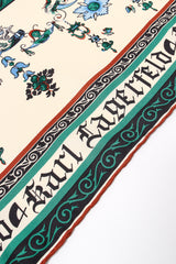 Vintage Karl Lagerfeld Calligraphic Illumination Art silk Scarf print detail at Recess Los Angeles