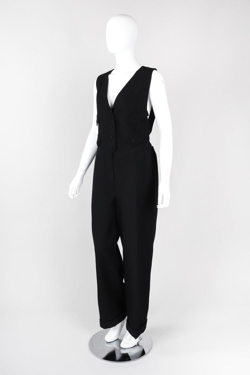 Vintage Karl Lagerfeld Wool Vest Suiting Tuxedo Jumpsuit – Recess
