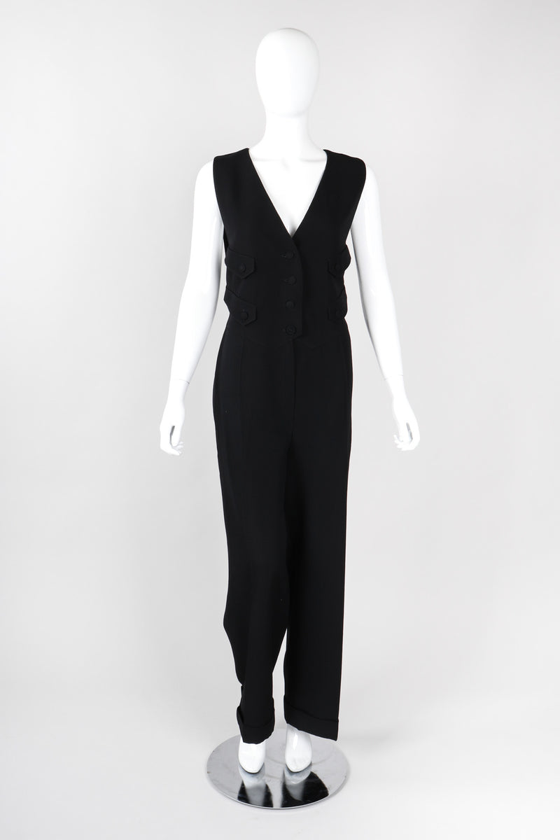Vintage Karl Lagerfeld Wool Vest Suiting Tuxedo Jumpsuit – Recess