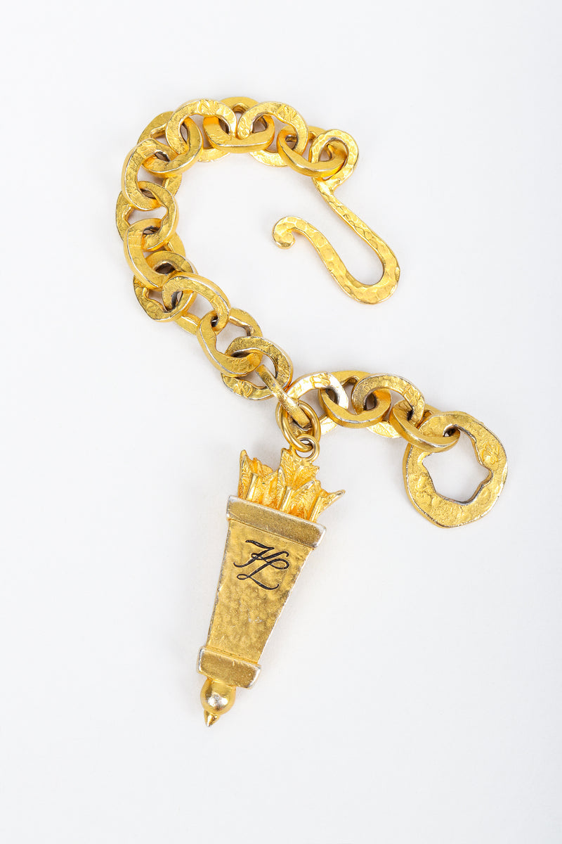 Vintage Karl Lagerfeld Gold Chain Link Arrow Charm Bracelet