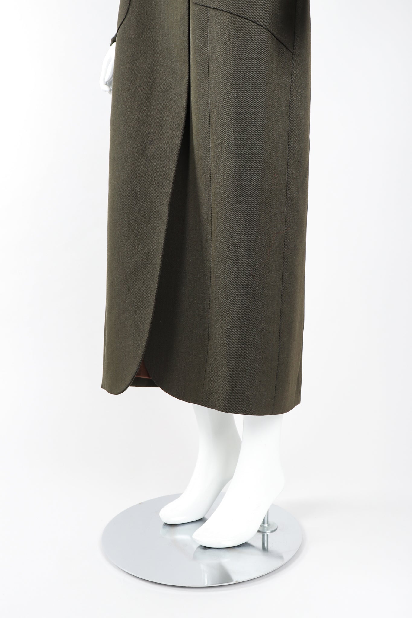 Recess Designer Consignment Vintage Karl Lagerfeld Velvet Tipped Long Reefer Coat Los Angeles Resale