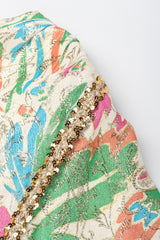 Recess Los Angeles Vintage Lucie Ann Floral Lamé Glitter Batwing Top