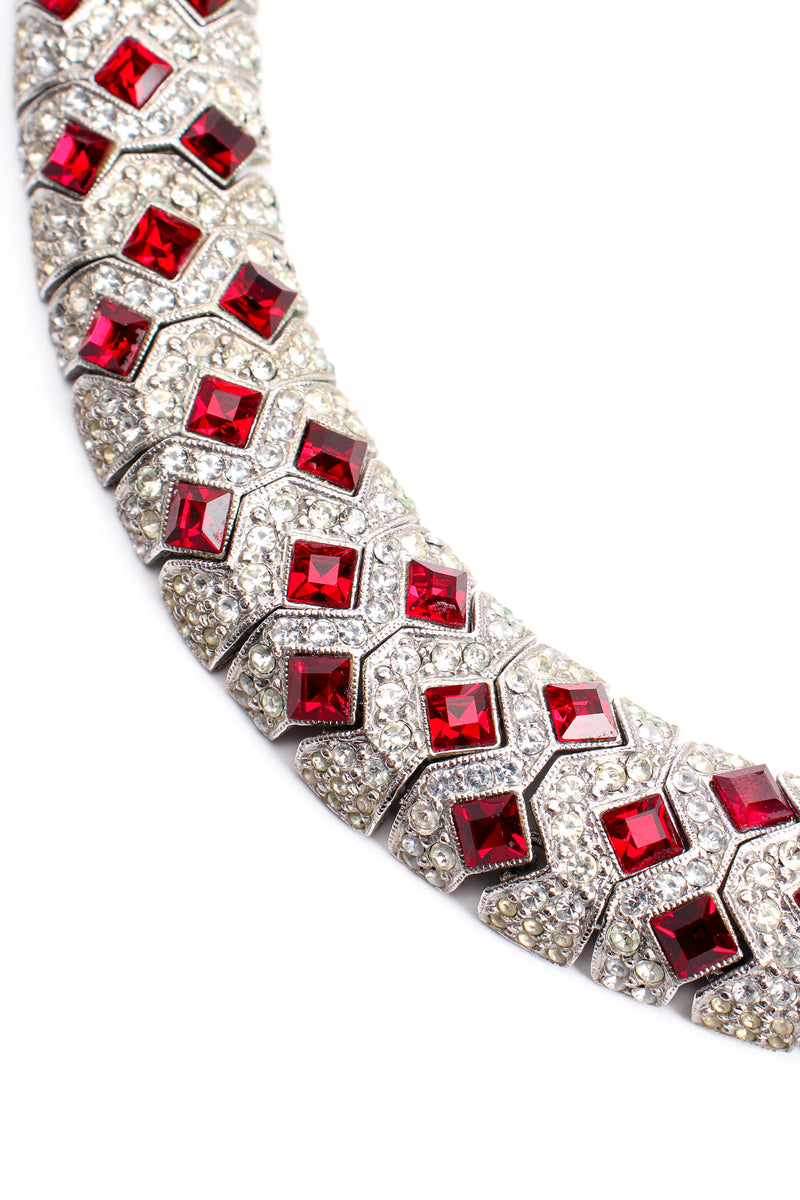 Vintage Kenneth Jay Lane Diamond Ruby Collar Bracelet & Earring Set necklace detail @ Recess LA