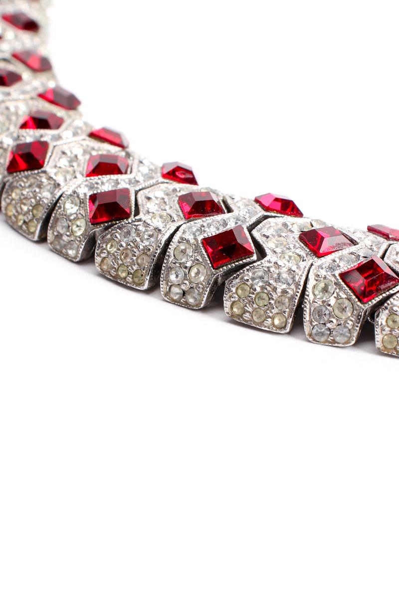 Vintage Kenneth Jay Lane Diamond Ruby Collar Bracelet & Earring Set necklace detail @ Recess LA