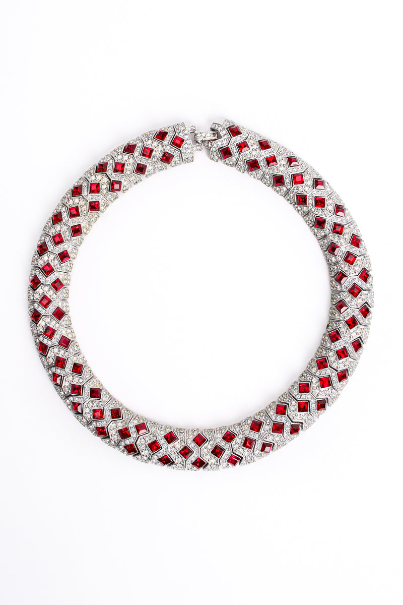 Vintage Kenneth Jay Lane Diamond Ruby Collar Bracelet & Earring Set necklace front at Recess LA