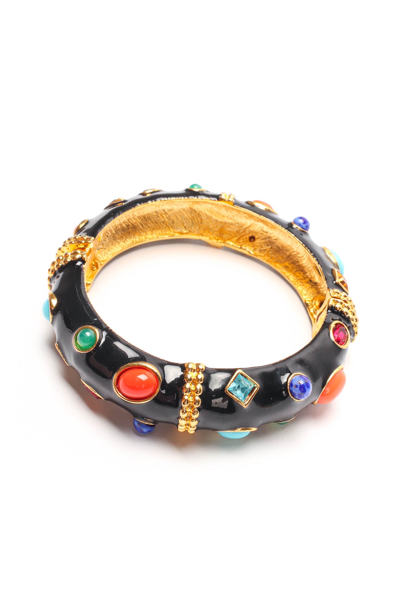 Vintage Kenneth Jay Lane Jeweled Enamel Bracelet flat stone detail @ Recess LA