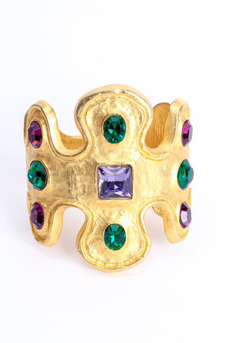 Vintage Kenneth Lane Jeweled Wavy Cuff Bracelet front at Recess Los Angeles