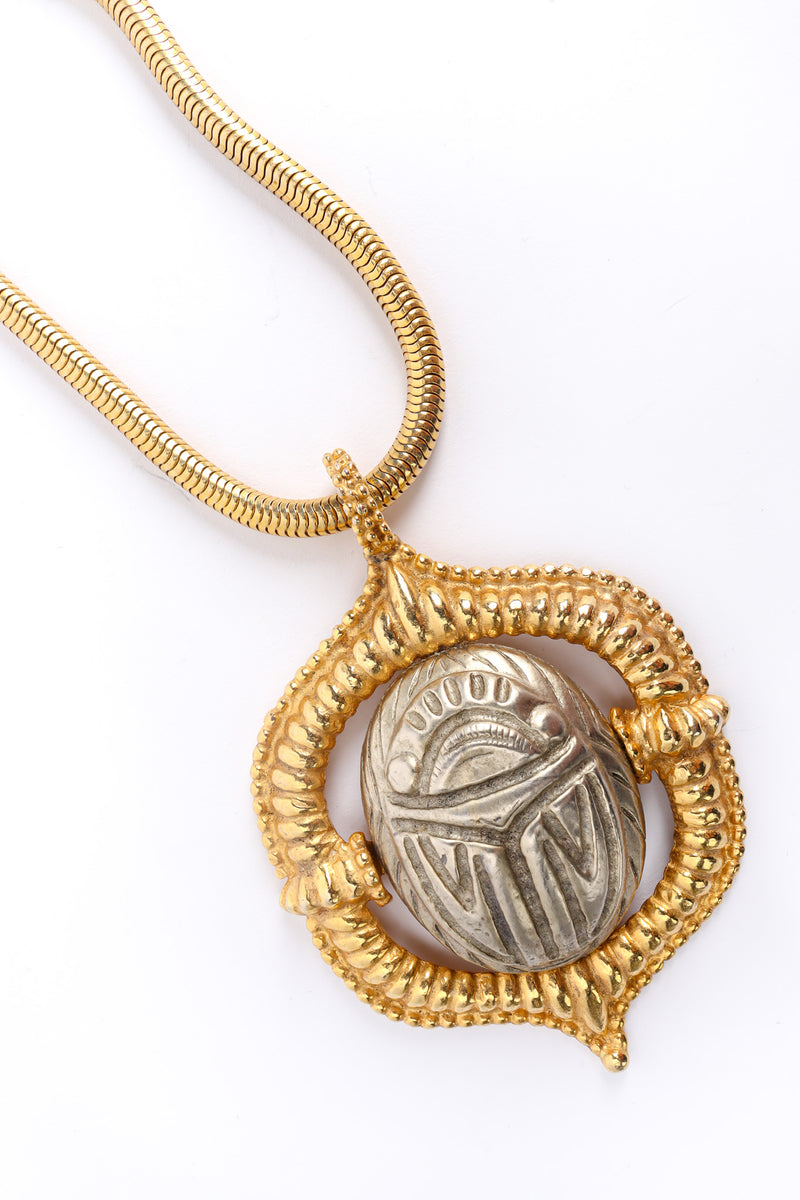 Vintage Kenneth Jay Lane Scarab Amulet Pendant Necklace pendant close @ Recess LA