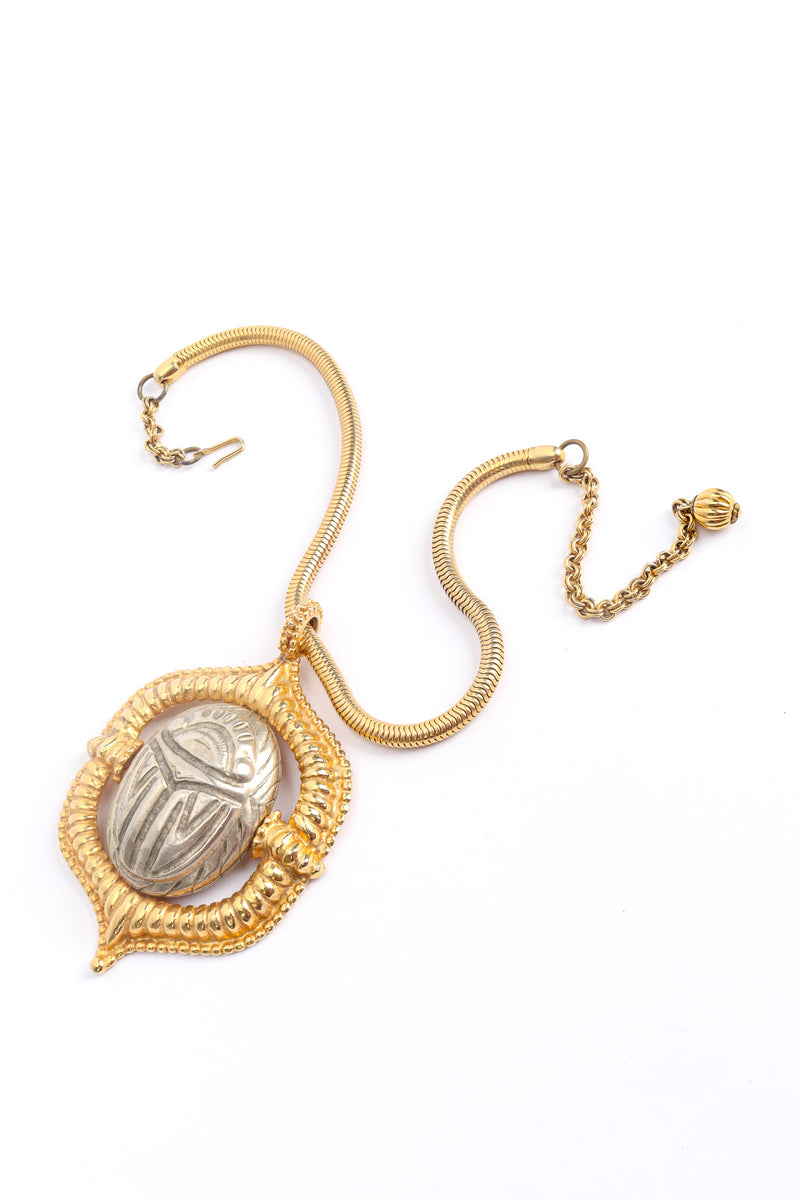 Vintage Kenneth Jay Lane Scarab Amulet Pendant Necklace creative front @ Recess LA