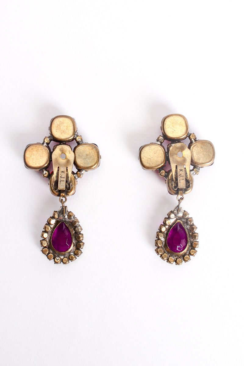 Vintage Kenneth Jay Lane Candy Cabochon Drop Earrings backside at Recess Los Angeles