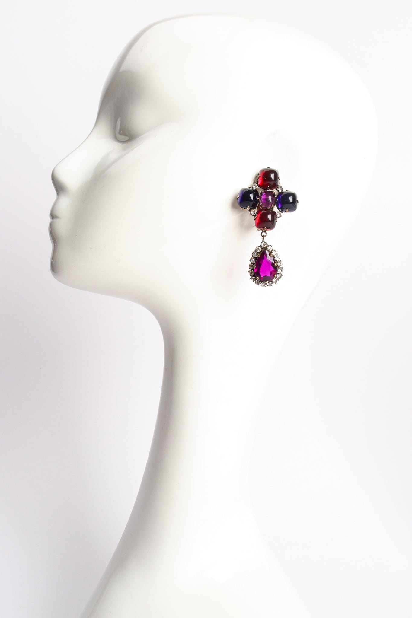 Vintage Kenneth Jay Lane Candy Cabochon Drop Earrings on mannequin at Recess Los Angeles