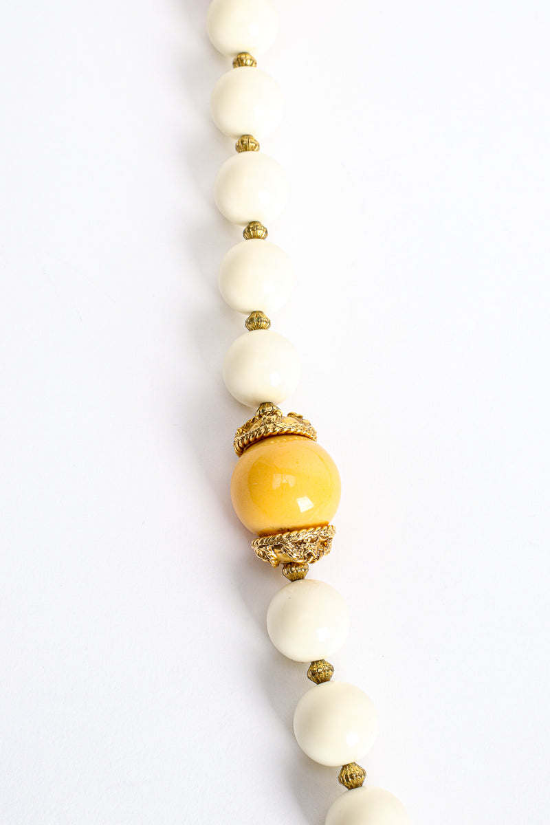 Vintage Kenneth Lane Filigree Bone Bead Layering Necklace bead detail at Recess Los Angeles 