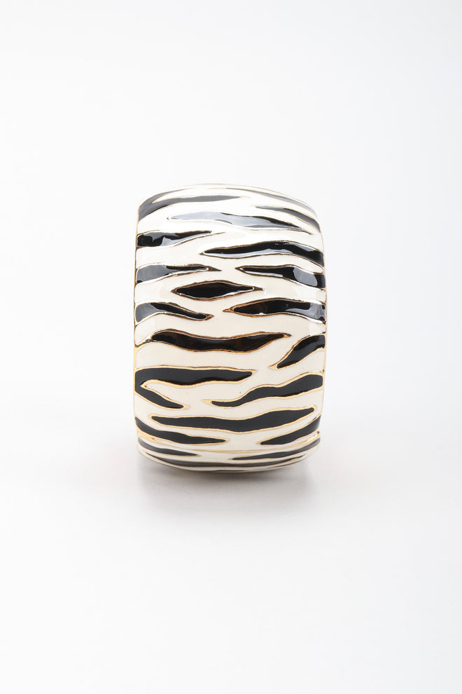 Recess Los Angeles Vintage Kenneth Jay Lane Zebra Enamel Cuff Bracelet