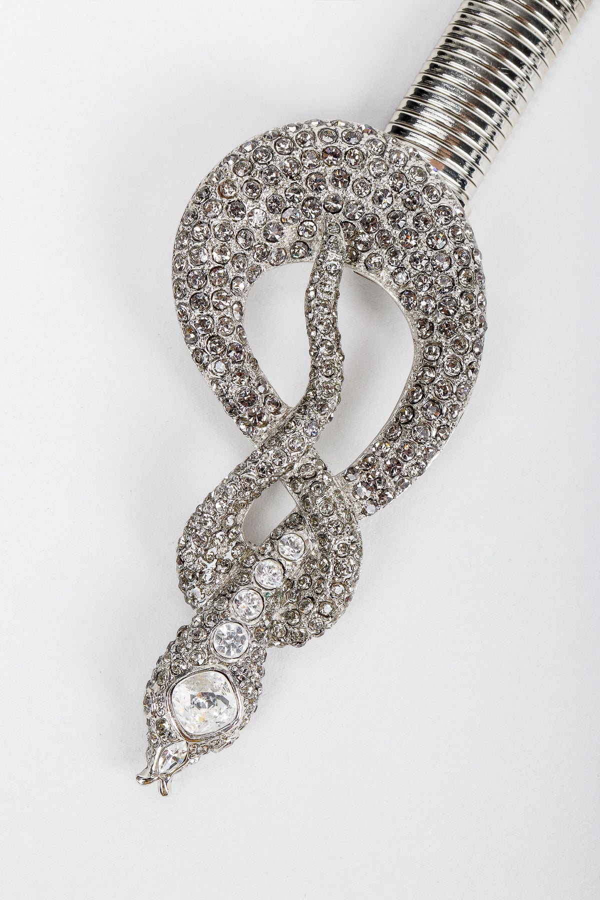 Vintage Kenneth Lane Silver Crystal Studded Snake Belt – Recess