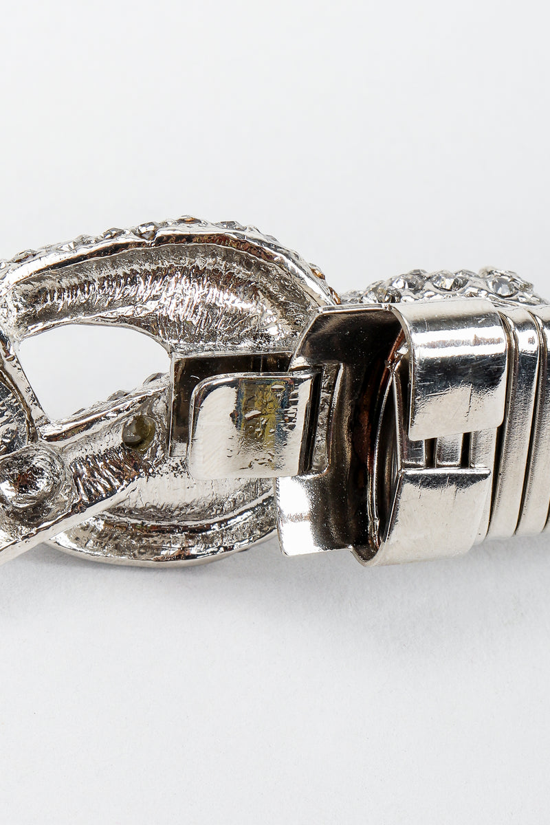 Vintage Kenneth Lane Silver Crystal Studded Snake Belt Closure at Recess Los Angeles