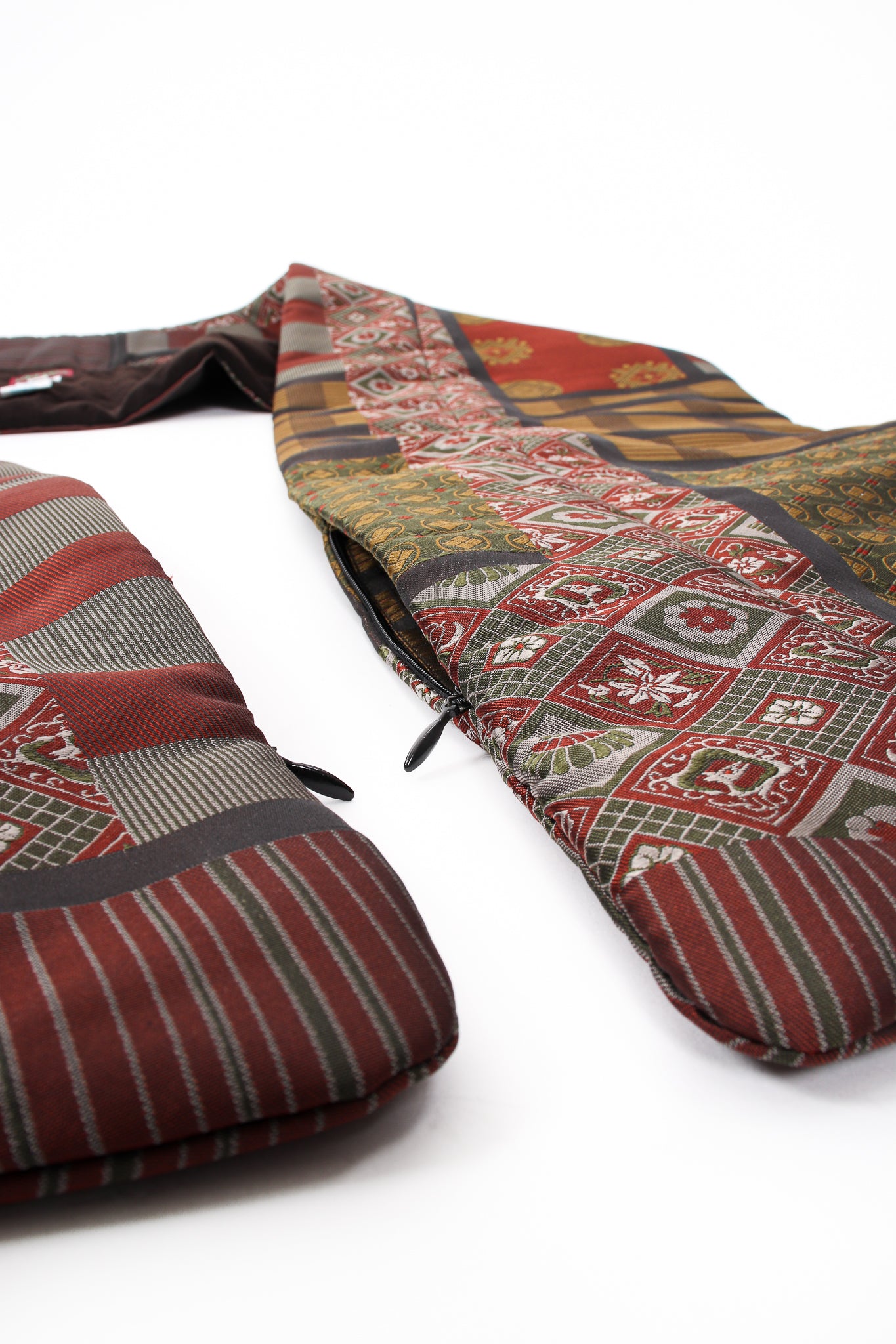 Vintage Kenzo Japanese Mon Shawl Top & Pant Set shawl zipper detail at Recess Los Angeles