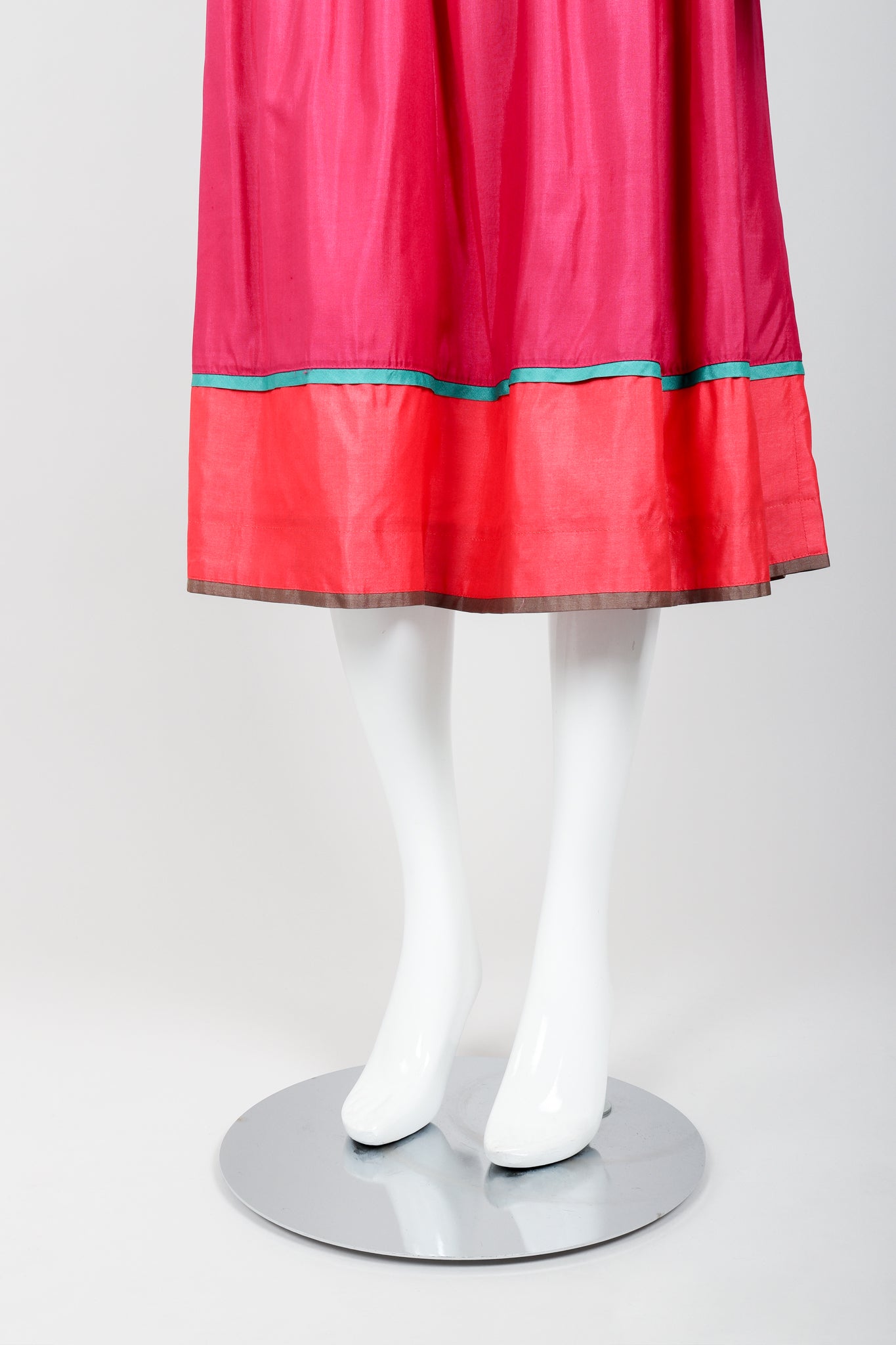 Vintage Kenzo Colorblock Silk Peasant Dress on mannequin hem at Recess Los Angeles