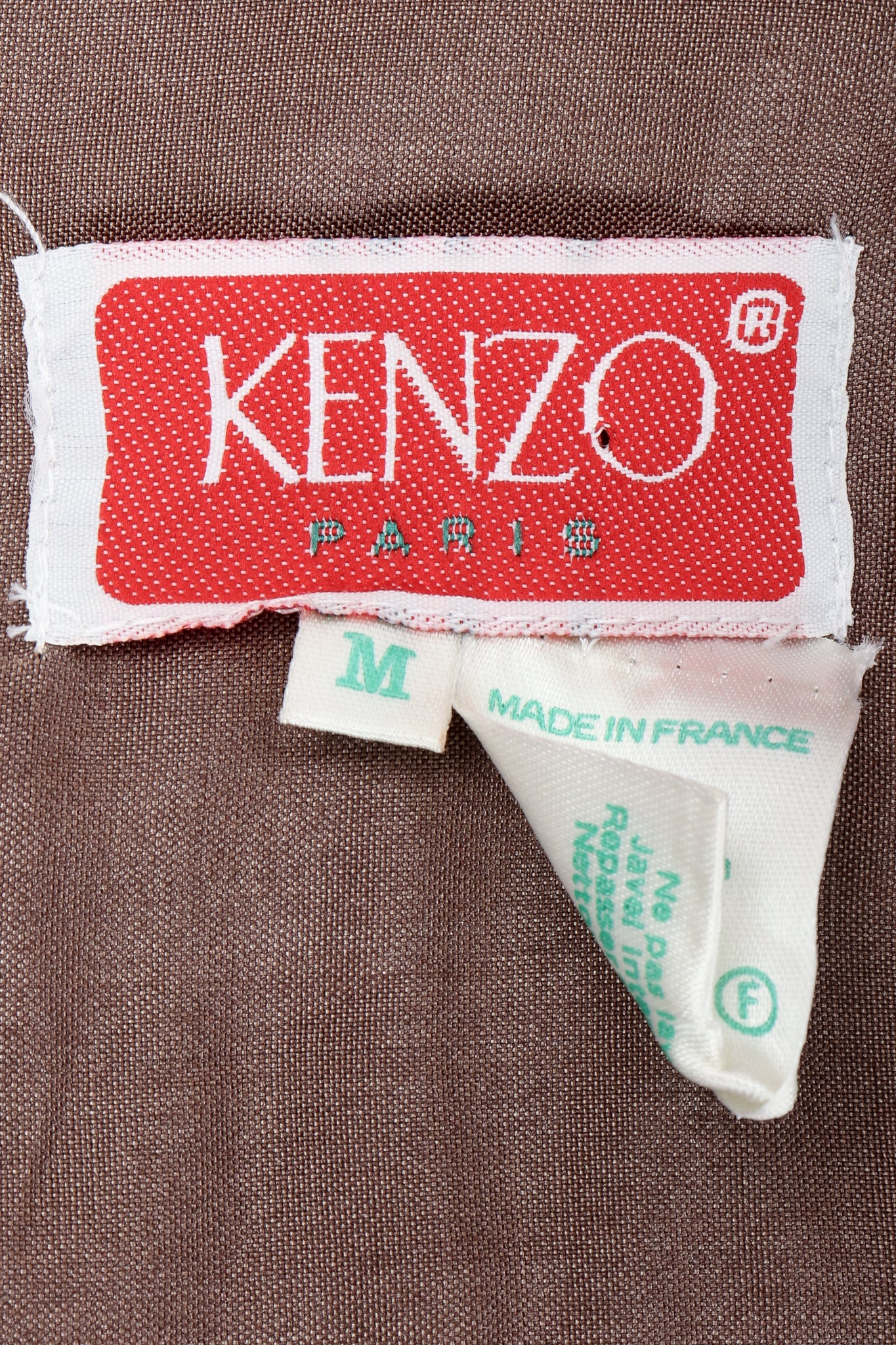 Vintage Kenzo Colorblock Silk Peasant Dress label on lining